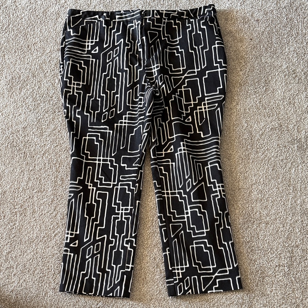 Petite Women's Worthington Black and White Patterned Chinos 16P